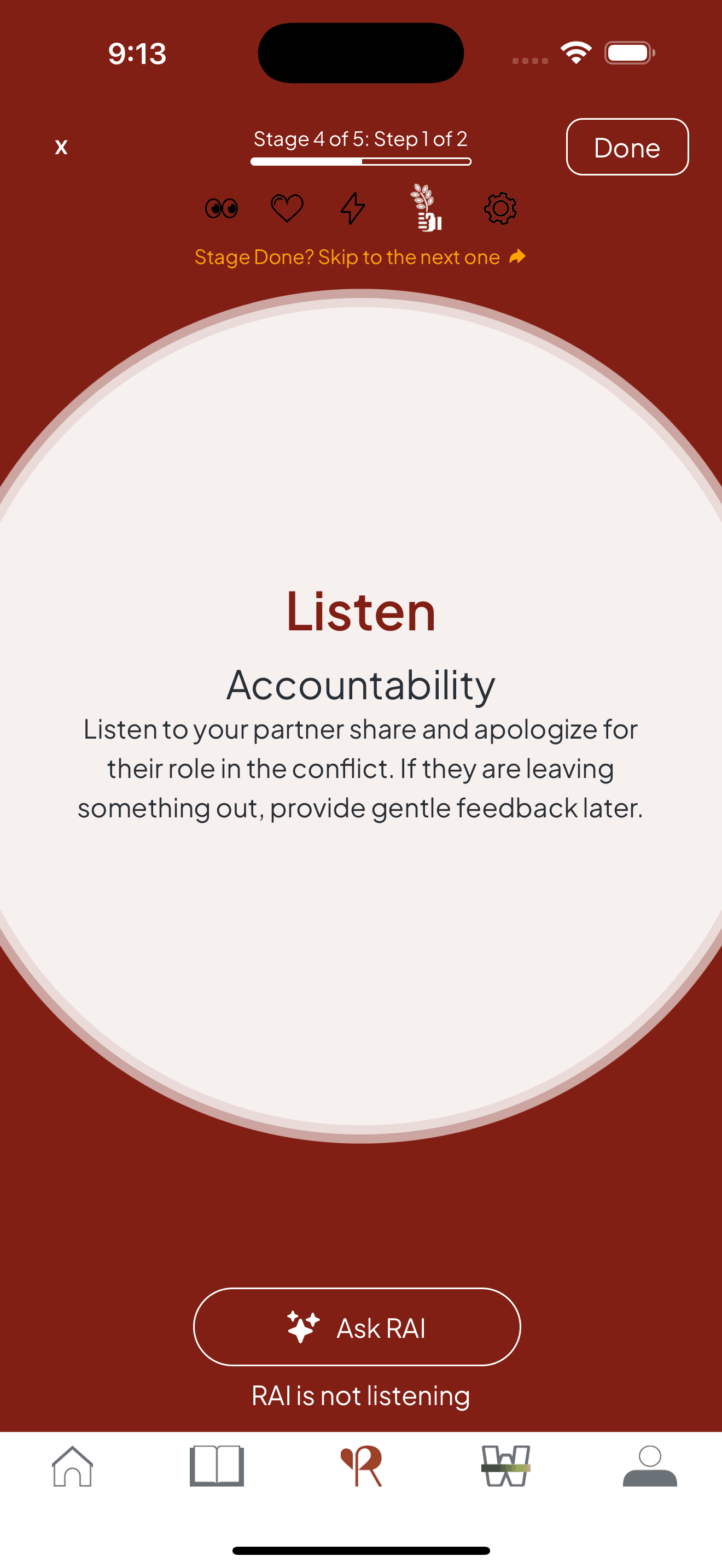Accepting accountability and rebuilding trust in a Repair Session
