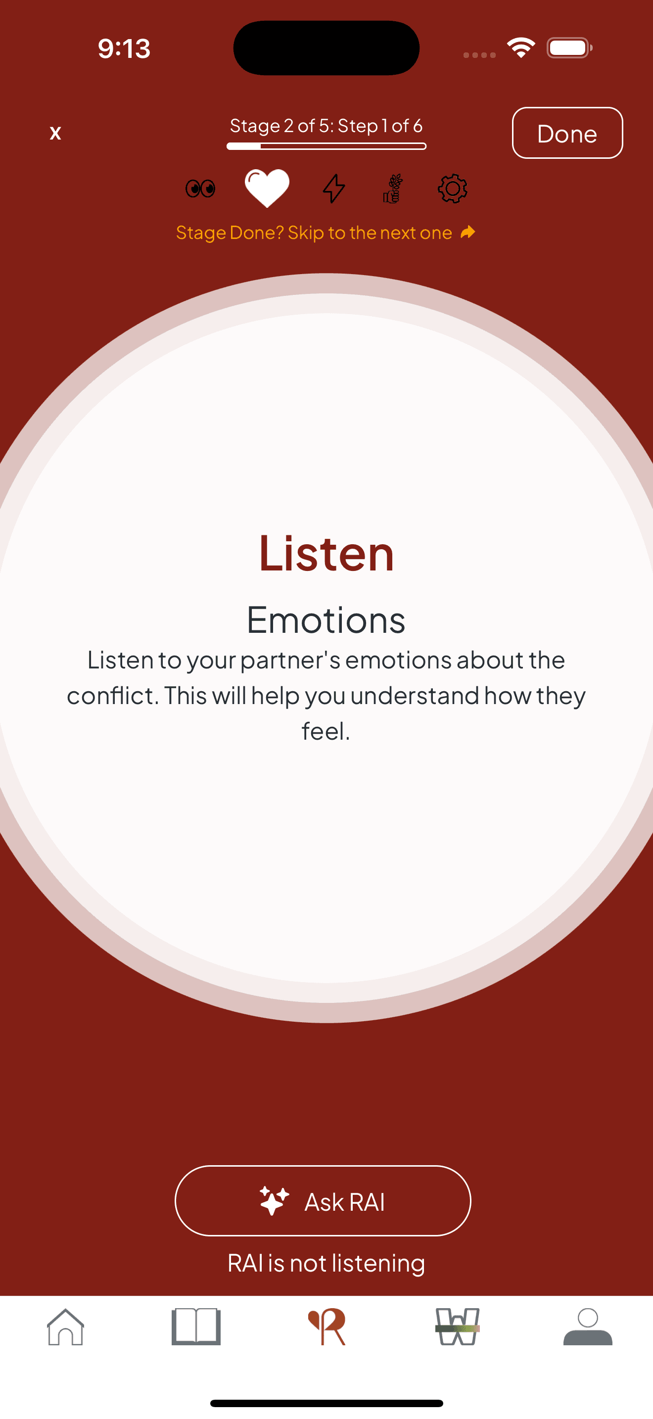 Validating a partner's emotions in a guided Repair Session